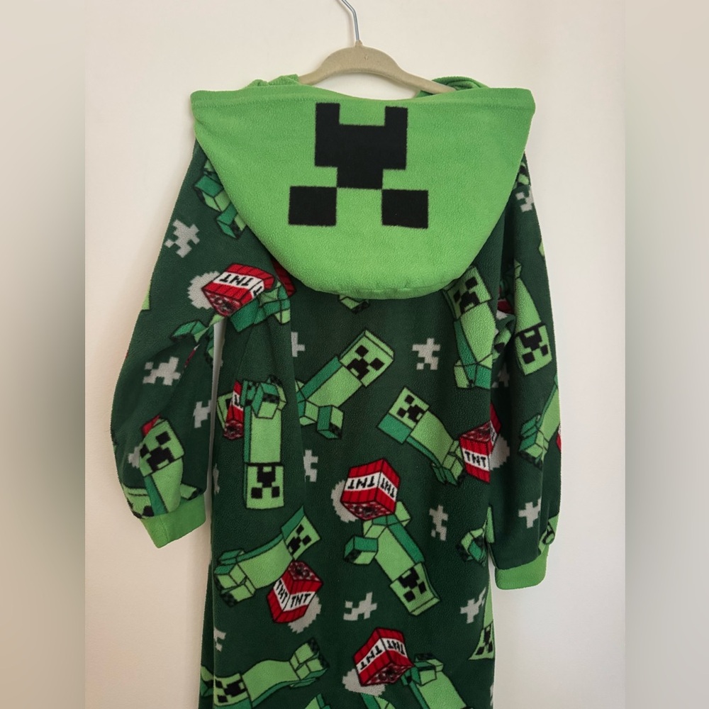 Minecraft Boys One Piece Sleeper with Hood, Size XS 4/5 - Picture 3 of 3